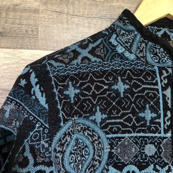 Vintage Tradition Brocade Embroidered Geometric Print Zippered Jacket Large - Picture 2 of 12